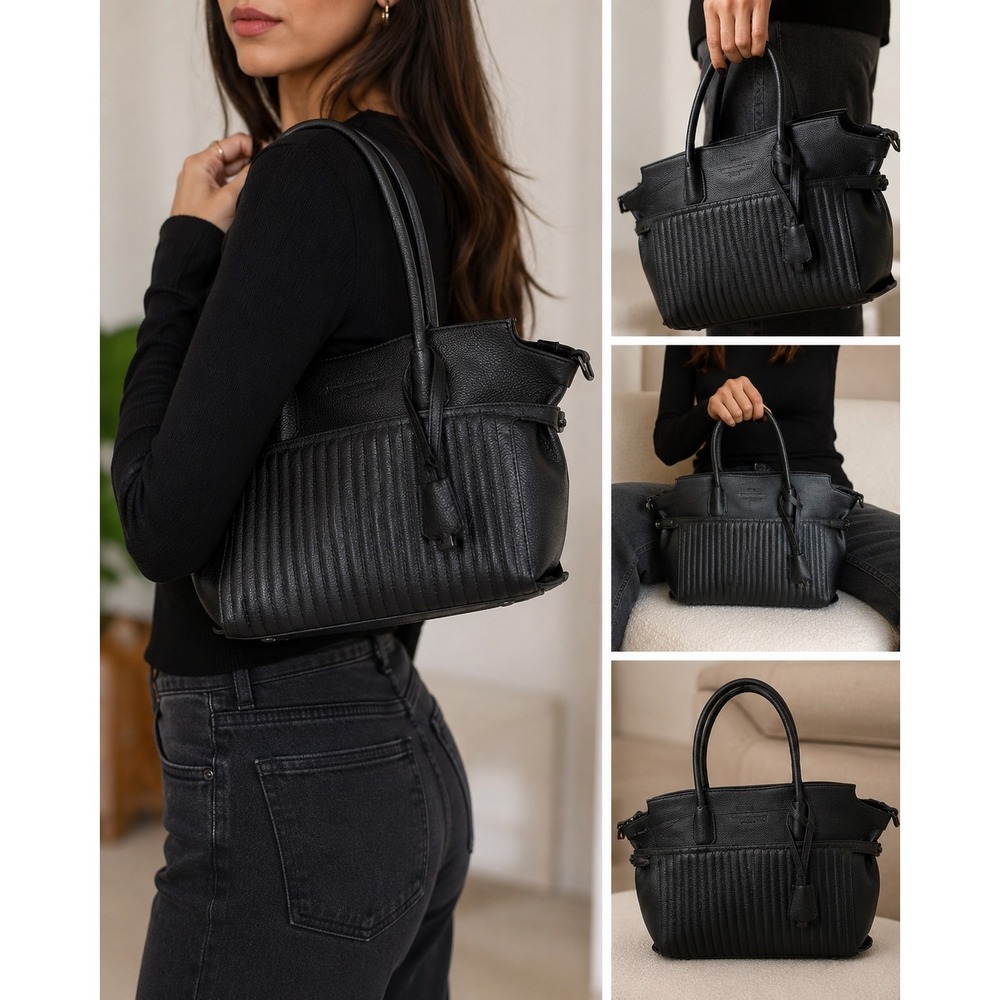 Zadig & Voltaire Sunny‎ Quilted Leather Tote Bag Black Skull Hardware